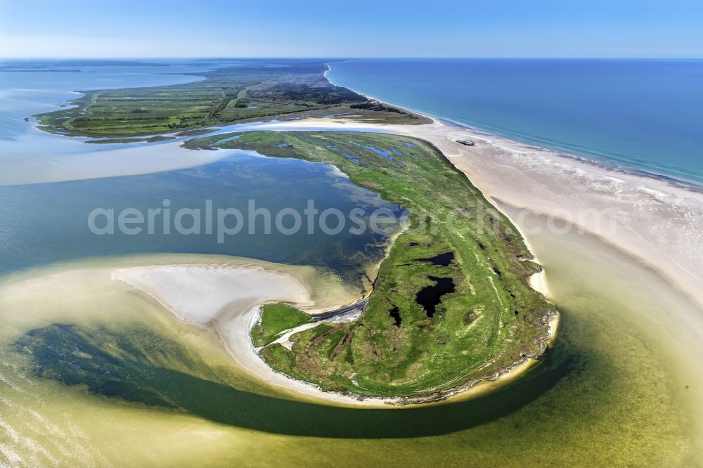 Aerial photograph hiddensee - Nature reserve and beach landscape sand dunes along the Baltic Coast Bock in Mecklenburg - Western Pomerania