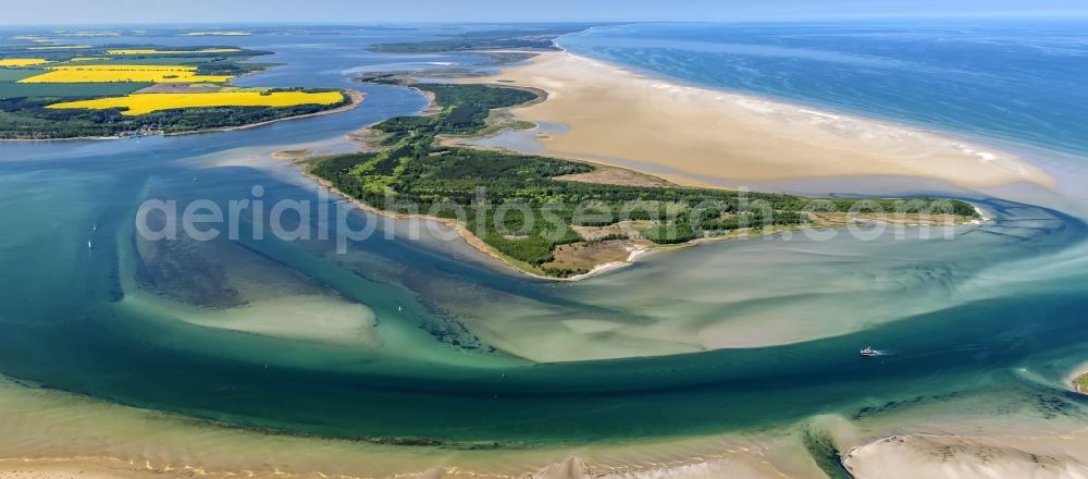 Aerial image Insel Hiddensee - Nature reserve and beach landscape sand dunes along the Baltic Coast Bock in Mecklenburg - Western Pomerania