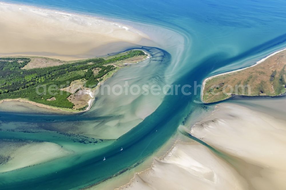 Aerial image Insel Hiddensee - Nature reserve and beach landscape sand dunes along the Baltic Coast Bock in Mecklenburg - Western Pomerania