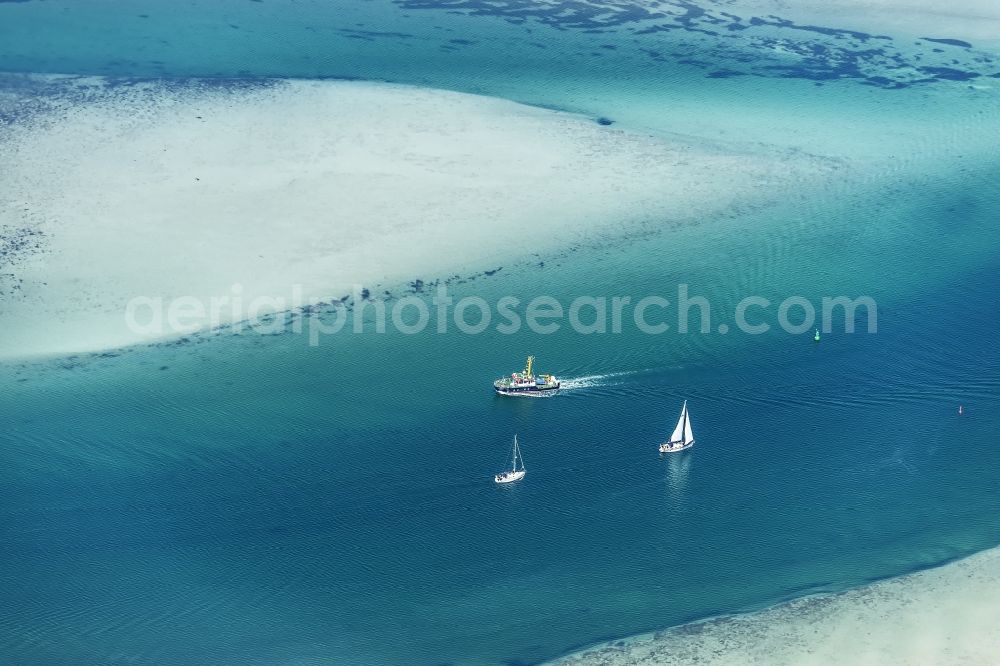 Insel Hiddensee from above - Nature reserve and beach landscape sand dunes along the Baltic Coast Bock in Mecklenburg - Western Pomerania