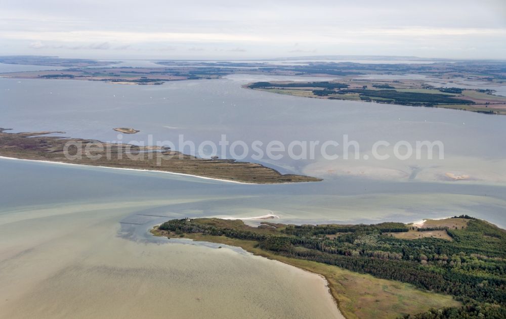 Insel Hiddensee from above - Nature reserve and beach landscape sand dunes along the Baltic Coast Bock in Mecklenburg - Western Pomerania