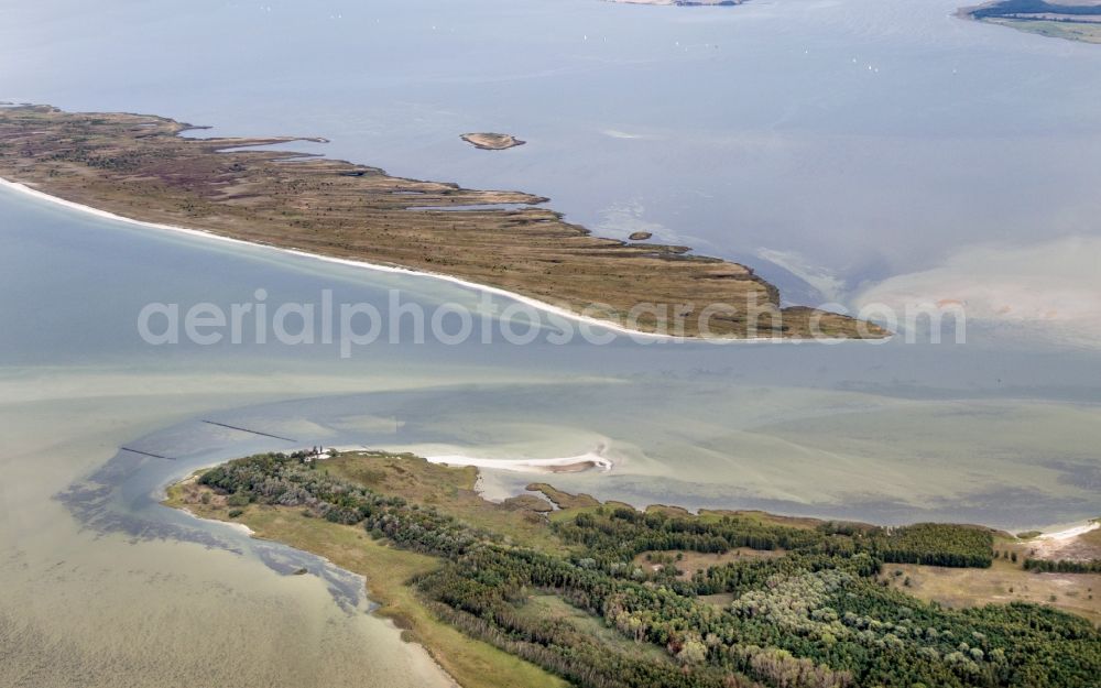 Aerial image Insel Hiddensee - Nature reserve and beach landscape sand dunes along the Baltic Coast Bock in Mecklenburg - Western Pomerania