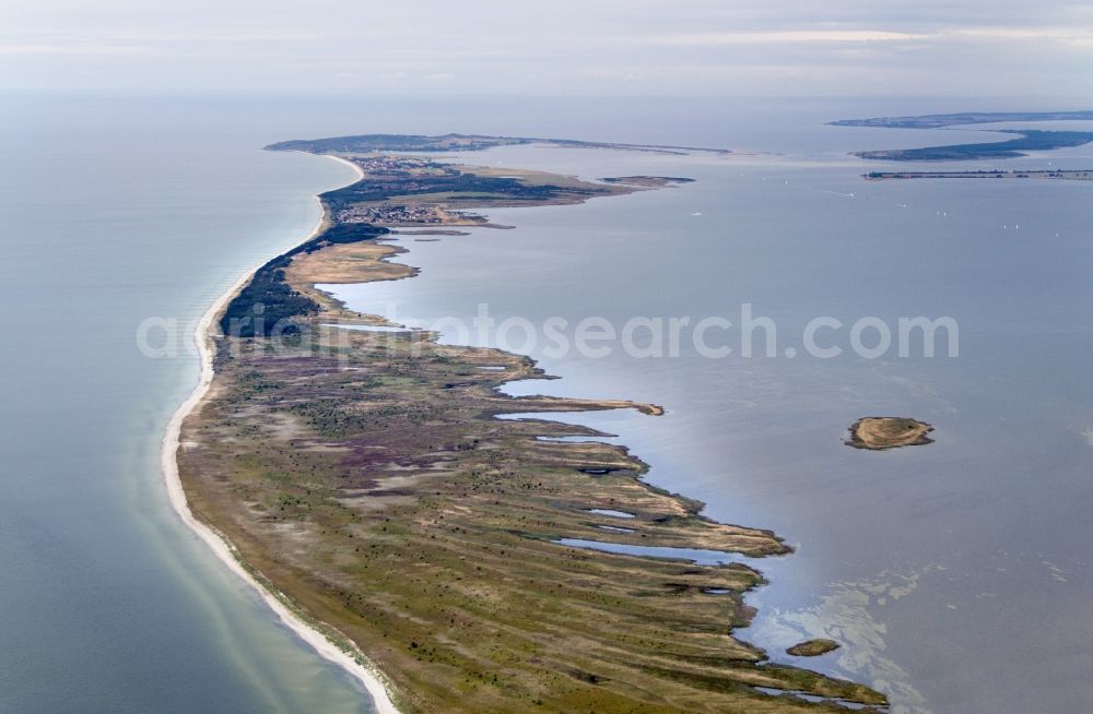 Aerial image Insel Hiddensee - Nature reserve and beach landscape sand dunes along the Baltic Coast Bock in Mecklenburg - Western Pomerania