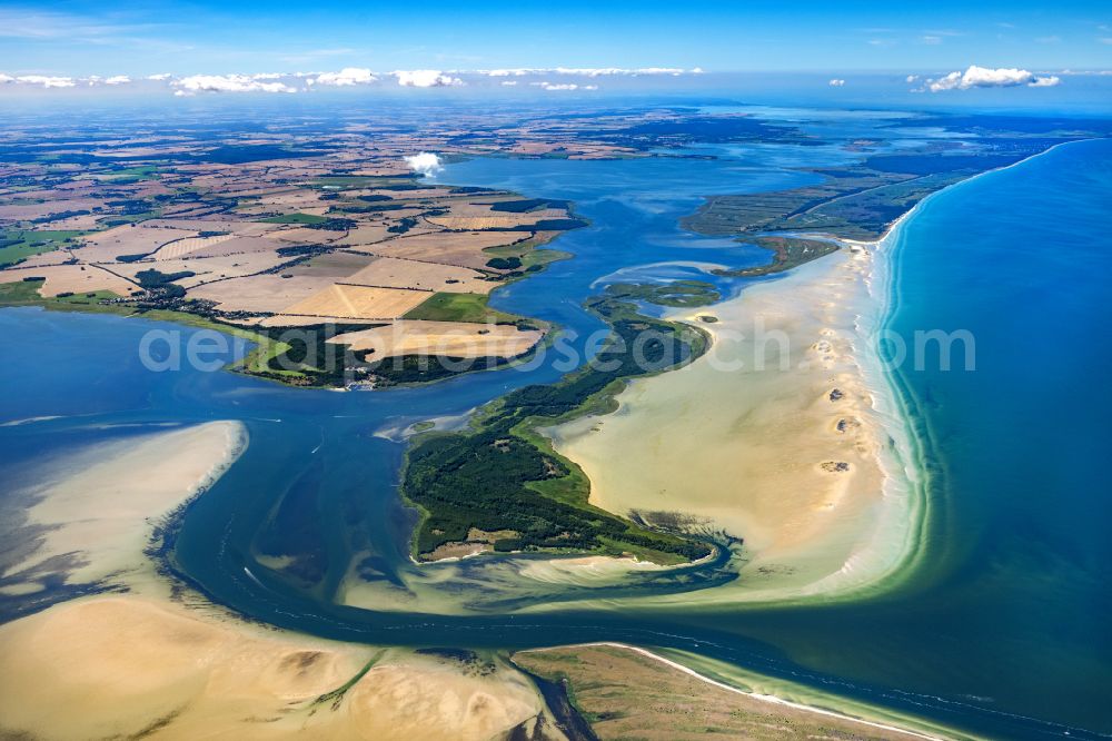 Aerial image Groß Mohrdorf - Nature reserve and beach landscape sand dunes along the Baltic Coast Bock in Mecklenburg - Western Pomerania