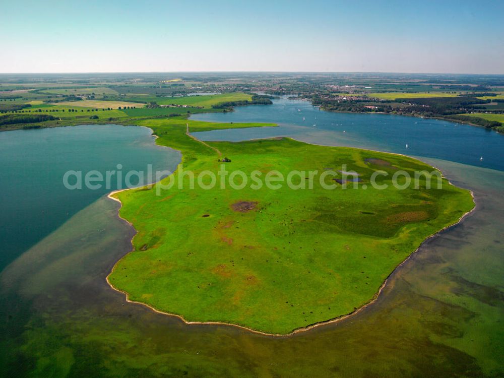 Waren / Müritz from above - ature reserve Müritz National Park on the banks of the Müritz