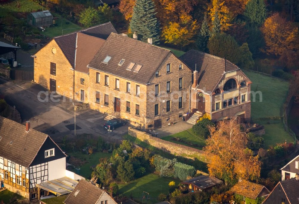 Aerial image Witten - Natural stone house in the Bommern part in Witten in the state of North Rhine-Westphalia