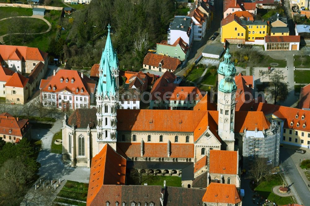 Naumburg (Saale) from above - Four-tower church building of the UNESCO World Heritage Site Naumburg Cathedral of St. Peter and St. Paul on Domplatz in Naumburg - Saale - in the state Saxony-Anhalt, Germany