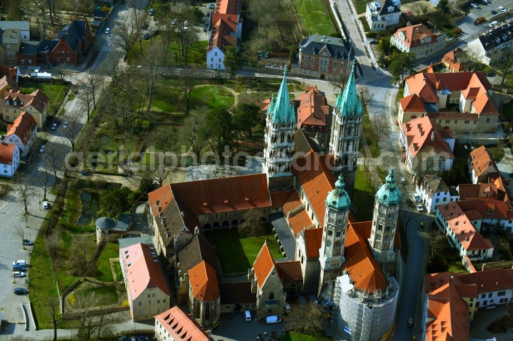 Naumburg (Saale) from the bird's eye view: Four-tower church building of the UNESCO World Heritage Site Naumburg Cathedral of St. Peter and St. Paul on Domplatz in Naumburg - Saale - in the state Saxony-Anhalt, Germany