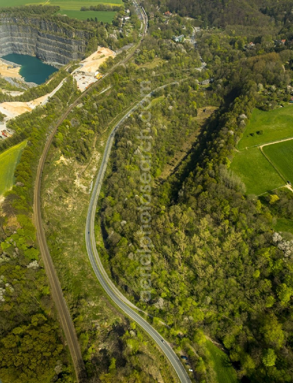 Aerial photograph Erkrath - Nean deretal with the location of the Nean derthal prehistoric man in Hochdahl in Erkrath in North Rhine-Westphalia