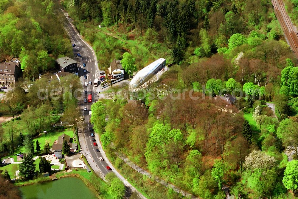 Mettmann from above - View on the Nean derthal Museum in Talstrasse near Mettmann in North Rhine-Westphalia and the surrounding landscape of the valley section Nean dertal. The museum covers the pre - and early history of mankind and Nean derthals