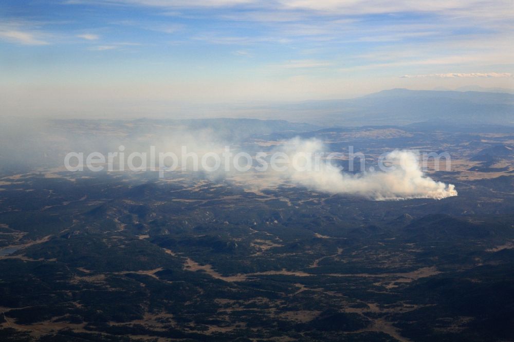 Florissant from above - Forest fire near Florissant in USA at Elevenmile Canyon Reservoir. Nobody cares in this deserted wasteland