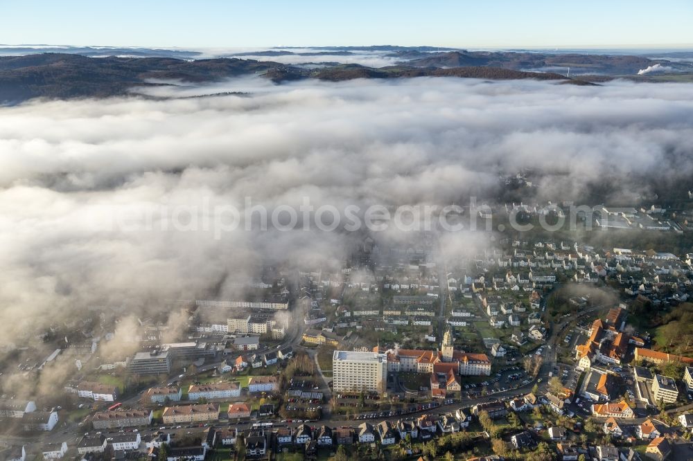 Aerial photograph Arnsberg - Fog and low-lying cloud fields on the outskirts of Arnsberg in North Rhine-Westphalia