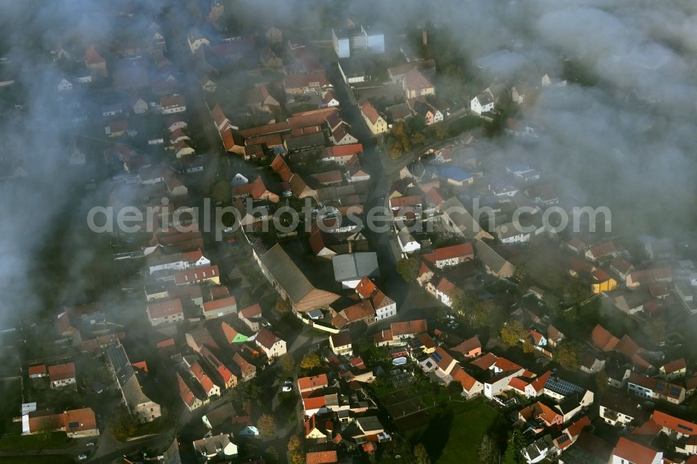 Aerial photograph Reinsdorf - Weather related fog banks and cloud layer in Reinsdorf in the state Thuringia, Germany