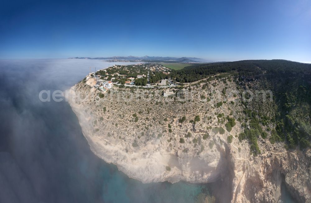 Aerial photograph Calvia - Clouds of mist-shrouded cliffs of Calvia on the Mediterranean coast of the Spanish Balearic island of Mallorca in Spain