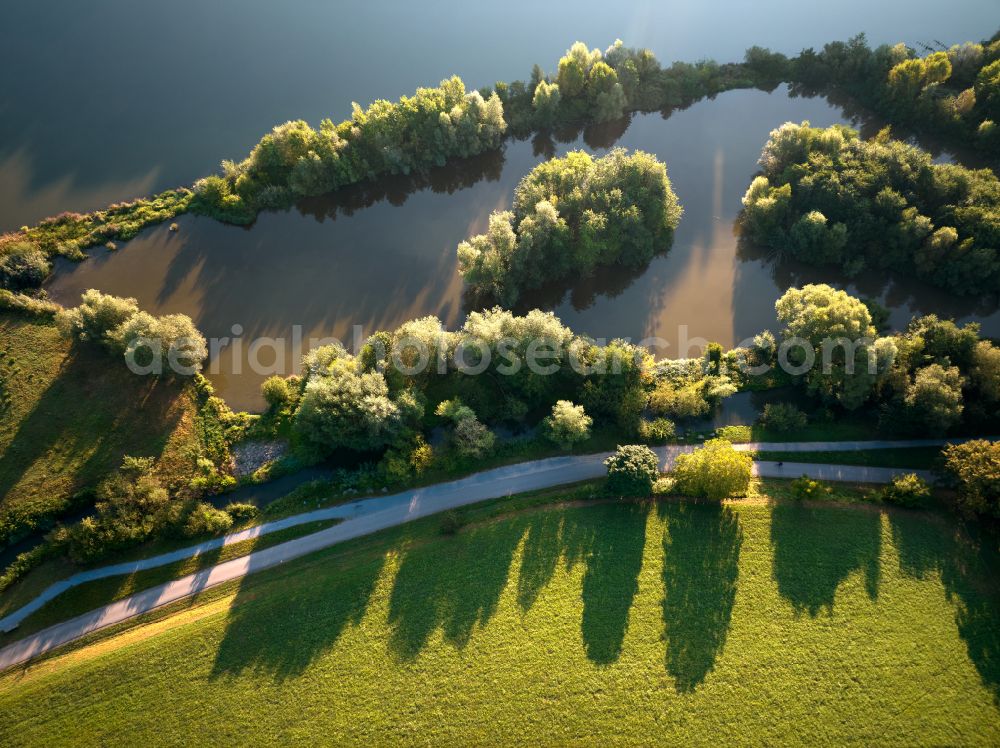 Ludwigsburg from above - Neckar Biotop Zugwiesen and renaturation of the river course in Ludwigsburg-Poppenweiler in the state of Baden-Wuerttemberg, Germany