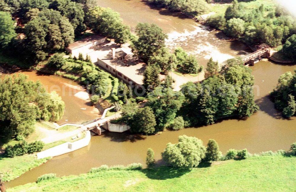 Aerial photograph Forst / BRB - Neißewehr am Forster Rosengarten