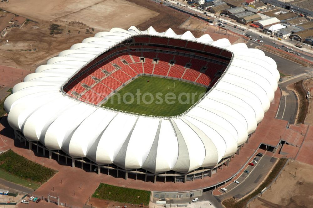 Aerial photograph Port Elizabeth - Blick auf das Nelson - Mandela - Bay - Stadion in Port Elizabeth in der Provinz Eastern Cape in Südafrika vor der Fußball-Weltmeisterschaft 2010. Der architektonische Entwurf stammt vom deutschen Architekturbüro Gerkan, Marg und Partner (gmp), die Tragwerksplanung für das Dach erfolgt durch Ingenieurbüro Schlaich, Bergermann und Partner. Das Stadion steht am North End Lake. View of the Nelson-Mandela-Bay-S????????????????????????????????????