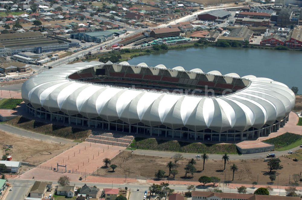 Port Elizabeth from above - Blick auf das Nelson - Mandela - Bay - Stadion in Port Elizabeth in der Provinz Eastern Cape in Südafrika vor der Fußball-Weltmeisterschaft 2010. View of the Nelson-Mandela-Bay-Stadium in Port Elizabeth in South Africa for the FIFA World Cup 2010.