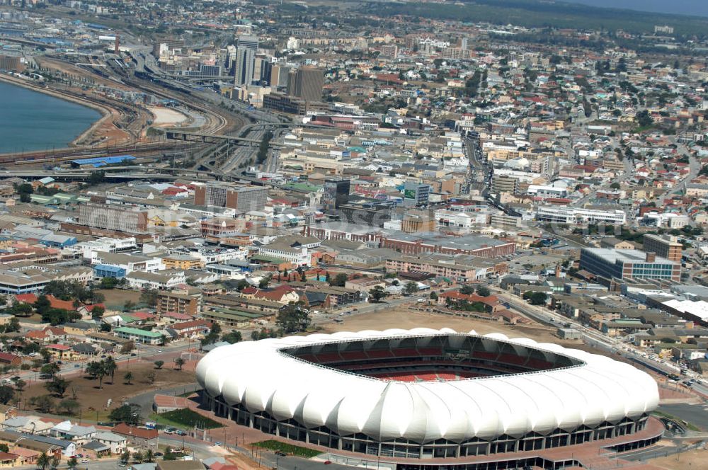 Port Elizabeth from the bird's eye view: Blick auf das Nelson - Mandela - Bay - Stadion in Port Elizabeth in der Provinz Eastern Cape in Südafrika vor der Fußball-Weltmeisterschaft 2010. View of the Nelson-Mandela-Bay-Stadium in Port Elizabeth in South Africa for the FIFA World Cup 2010.