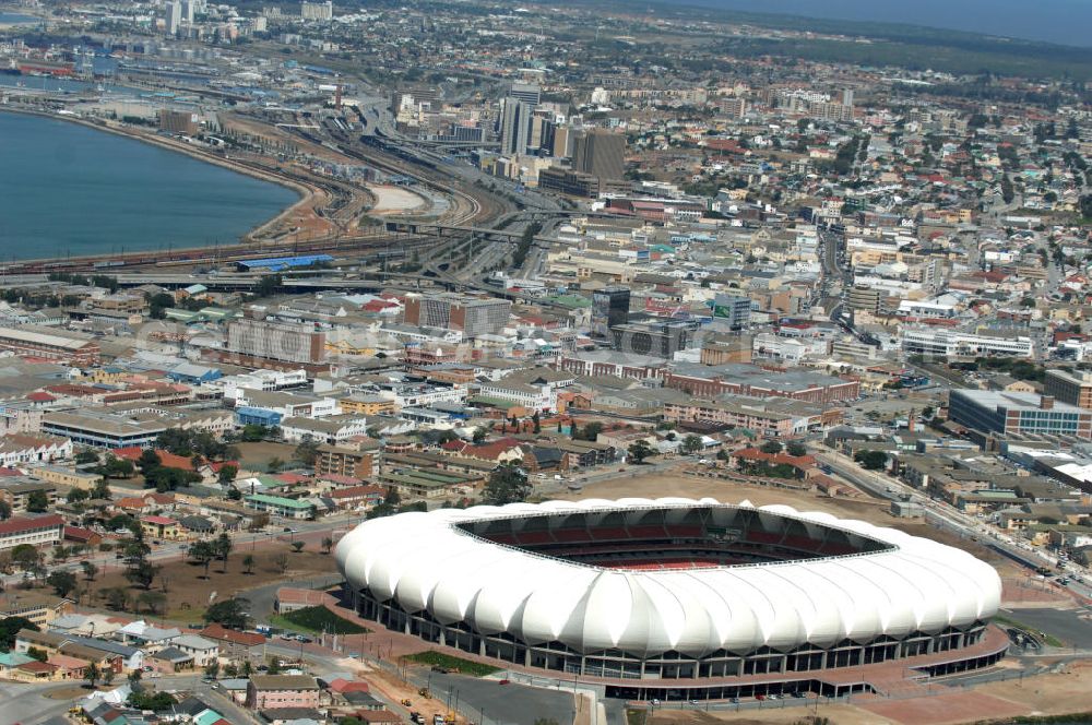 Aerial image Port Elizabeth - Blick auf das Nelson - Mandela - Bay - Stadion in Port Elizabeth in der Provinz Eastern Cape in Südafrika vor der Fußball-Weltmeisterschaft 2010. View of the Nelson-Mandela-Bay-Stadium in Port Elizabeth in South Africa for the FIFA World Cup 2010.