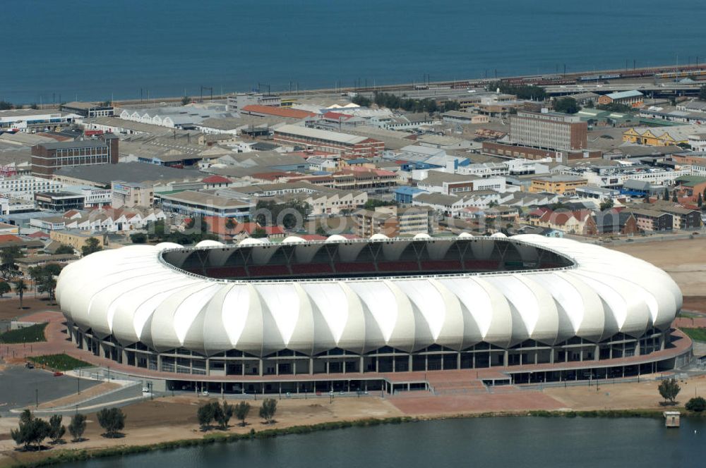 Port Elizabeth from above - Blick auf das Nelson - Mandela - Bay - Stadion in Port Elizabeth in der Provinz Eastern Cape in Südafrika vor der Fußball-Weltmeisterschaft 2010. View of the Nelson-Mandela-Bay-Stadium in Port Elizabeth in South Africa for the FIFA World Cup 2010.