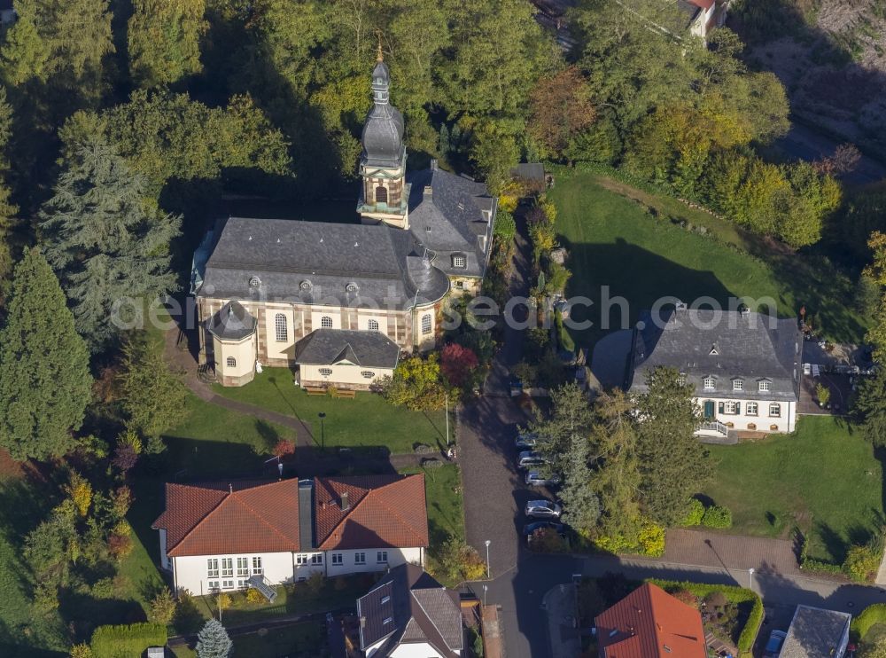 Blieskastel from the bird's eye view: Protestant church by the architect Ludwig Wagner in Blieskastel Mandelbachtal in Saarland