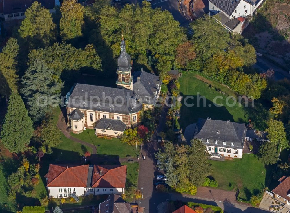 Aerial photograph Blieskastel - Protestant church by the architect Ludwig Wagner in Blieskastel Mandelbachtal in Saarland