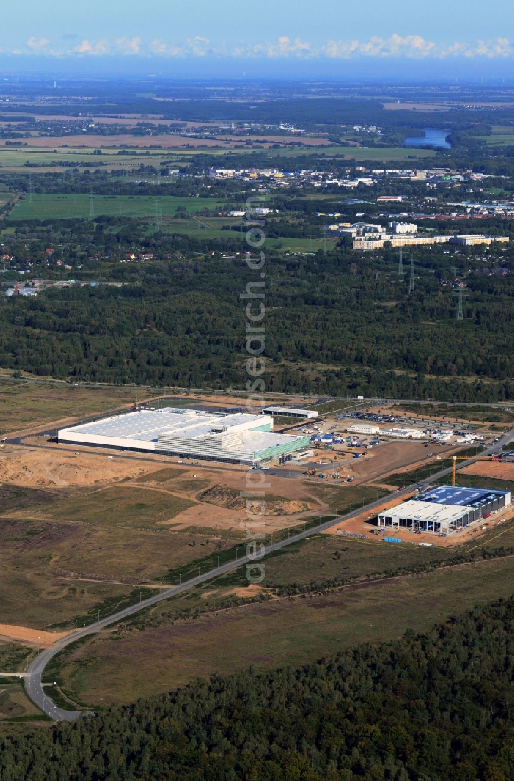 Aerial photograph Schwerin - Nestle - construction site for a manufacturing plant in the Industrial Park Schwerin in Mecklenburg - Western Pomerania