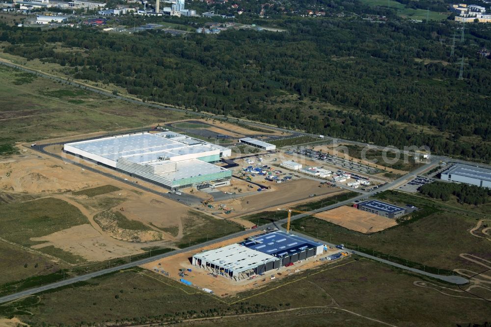 Schwerin from above - Nestle - construction site for a manufacturing plant in the Industrial Park Schwerin in Mecklenburg - Western Pomerania