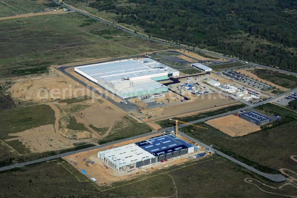 Aerial photograph Schwerin - Nestle - construction site for a manufacturing plant in the Industrial Park Schwerin in Mecklenburg - Western Pomerania