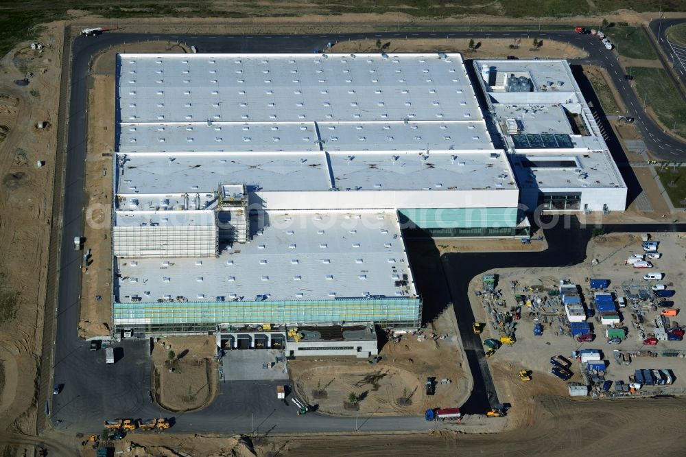 Aerial image Schwerin - Nestle - construction site for a manufacturing plant in the Industrial Park Schwerin in Mecklenburg - Western Pomerania