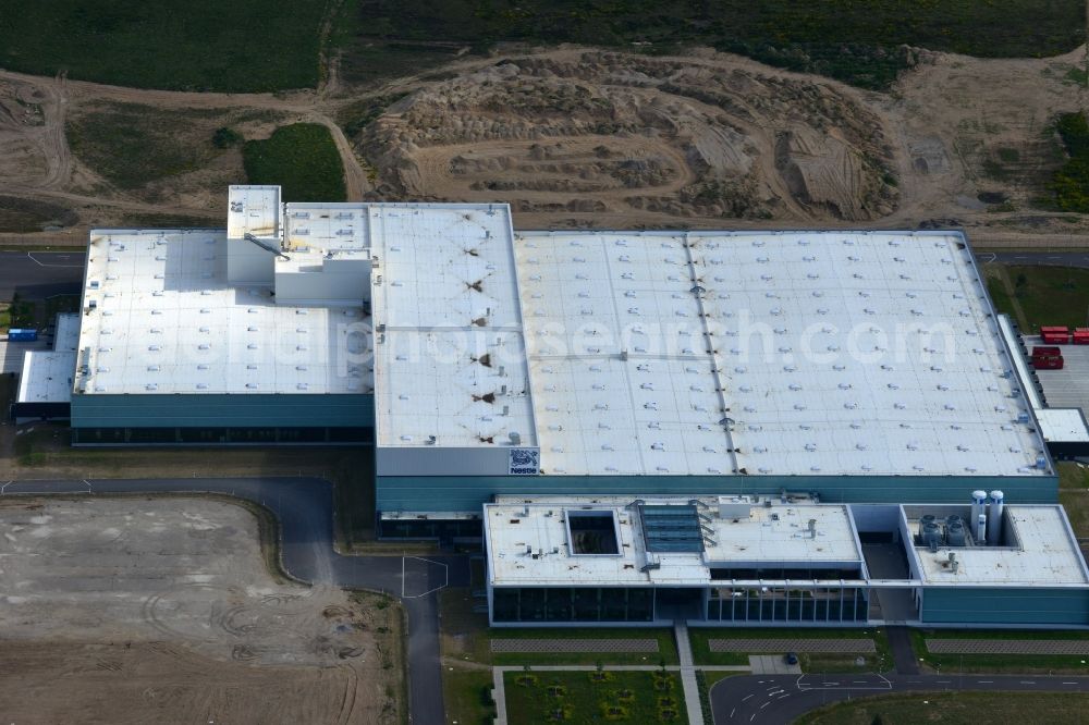 Aerial photograph Schwerin - Nestle - construction site for a manufacturing plant in the Industrial Park Schwerin in Mecklenburg - Western Pomerania