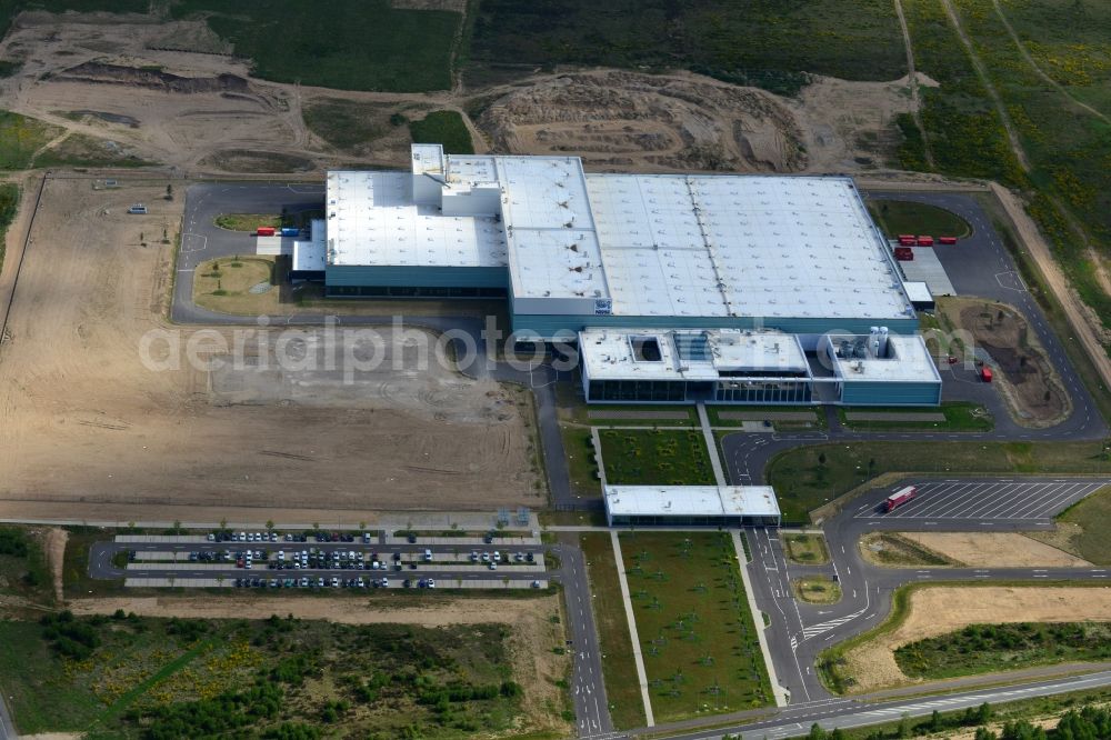 Aerial photograph Schwerin - Nestle - construction site for a manufacturing plant in the Industrial Park Schwerin in Mecklenburg - Western Pomerania