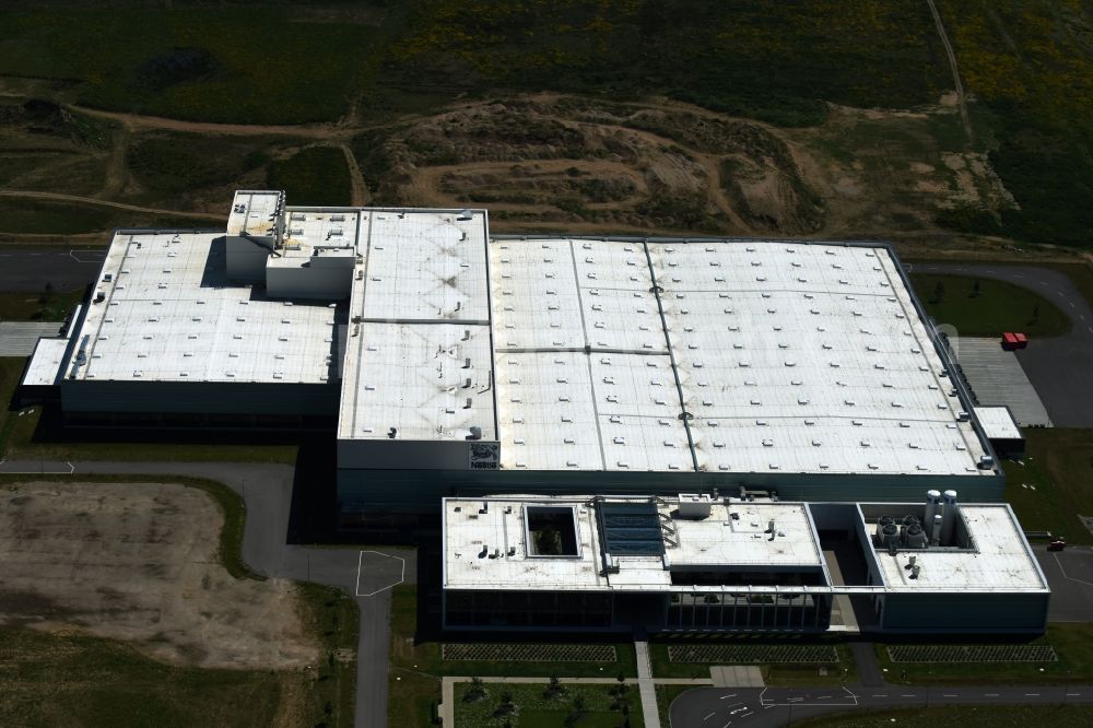 Schwerin from the bird's eye view: Nestle - manufacturing plant in the Industrial Park Schwerin in Mecklenburg - Western Pomerania