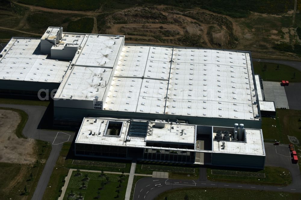 Aerial image Schwerin - Nestle - manufacturing plant in the Industrial Park Schwerin in Mecklenburg - Western Pomerania