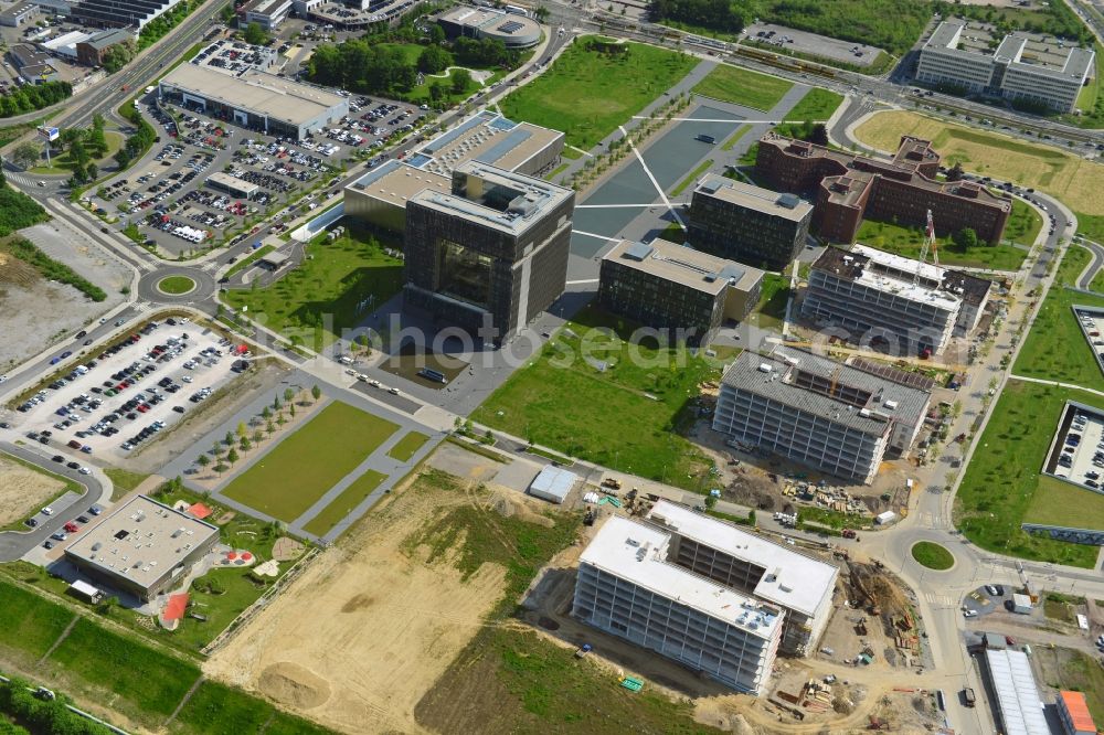 Aerial photograph Essen - The Krupp-Gürtel is an urban project, at the Altendorfer street corner Berthold-Beitz-Boulevard in the district Westviertel in Essen in the state North Rhine-Westphalia. The new buildings were erected on the largely untapped area of ??the former Kruppschen Gußstahlfabrik and are currently the headquarters of ThyssenKrupp AG