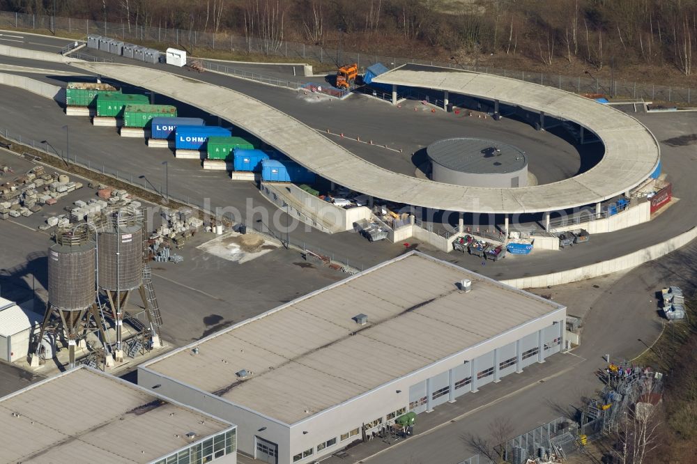 Marl from the bird's eye view: Newly constructed central depot with recycling and waste of Stadtwerke Marl in North Rhine-Westphalia NRW