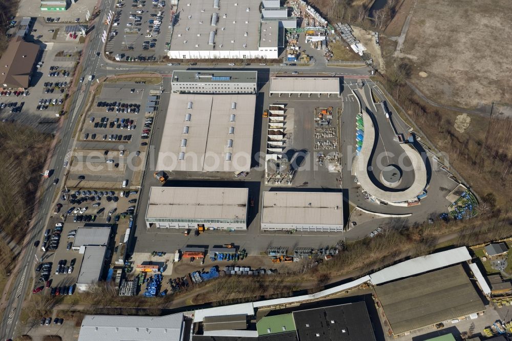 Aerial photograph Marl - Newly constructed central depot with recycling and waste of Stadtwerke Marl in North Rhine-Westphalia NRW