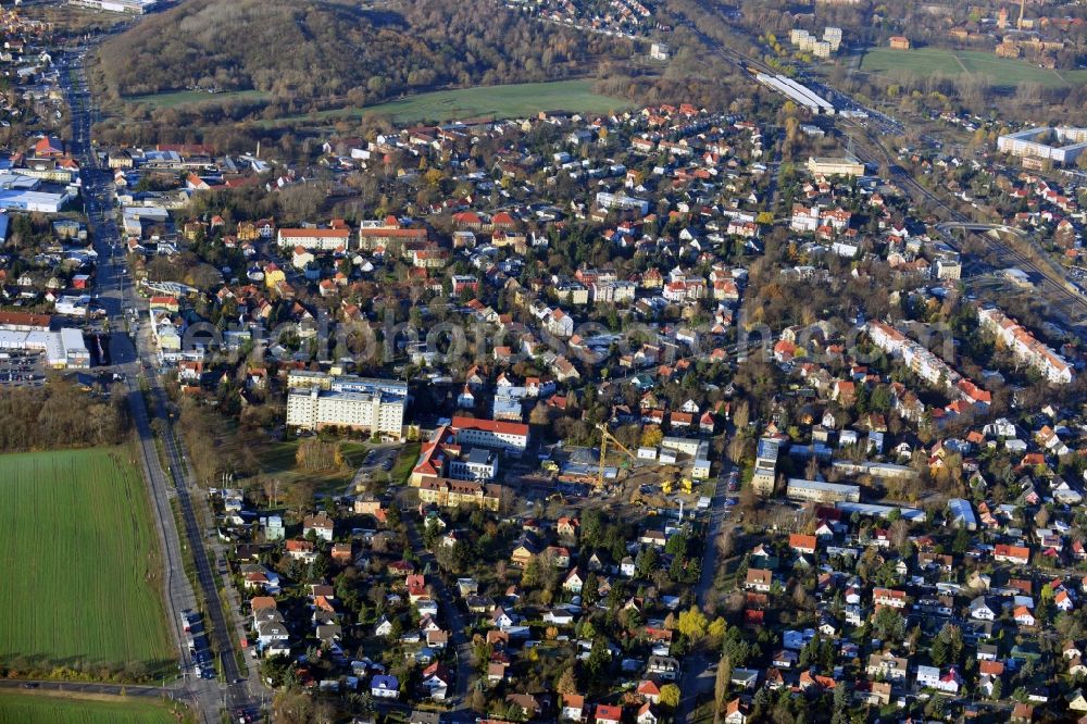 Aerial photograph Berlin - New build and renovation of the psychiatry clinic at the Vivantes Clinical Centre Hellersdorf at the road Myslowitzer Strasse in Berlin-Kaulsdorf