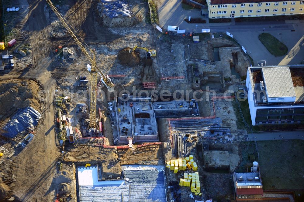 Aerial photograph Berlin - New build and renovation of the psychiatry clinic at the Vivantes Clinical Centre Hellersdorf at the road Myslowitzer Strasse in Berlin-Kaulsdorf