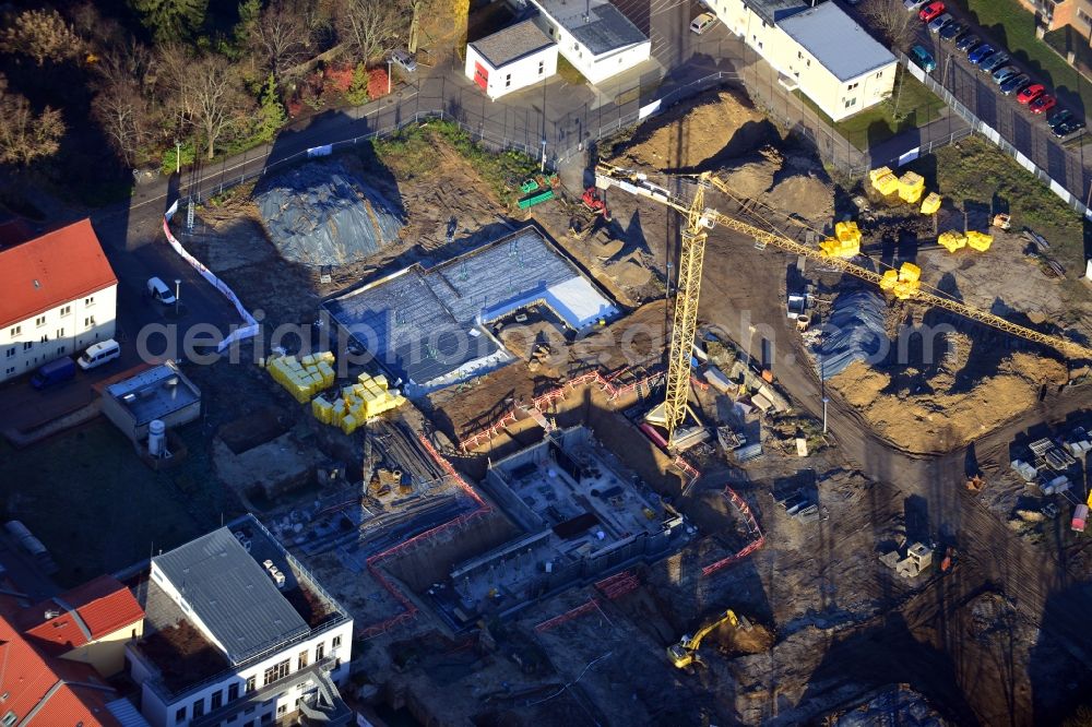 Aerial image Berlin - New build and renovation of the psychiatry clinic at the Vivantes Clinical Centre Hellersdorf at the road Myslowitzer Strasse in Berlin-Kaulsdorf