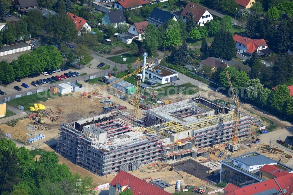 Aerial image Berlin - New build and renovation of the psychiatry clinic at the Vivantes Clinical Centre Hellersdorf at the road Myslowitzer Strasse in Berlin-Kaulsdorf