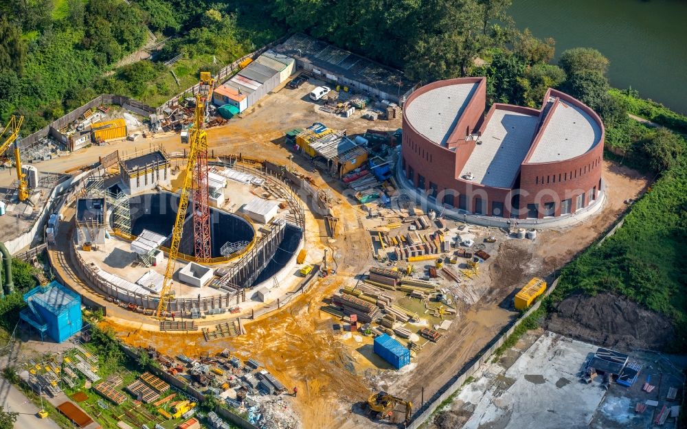 Aerial image Gelsenkirchen - Construction site to build a new pumping station at the sewer at the Emscher in Gelsenkirchen in the state of North Rhine-Westphalia