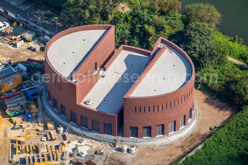 Aerial photograph Gelsenkirchen - Construction site to build a new pumping station at the sewer at the Emscher in Gelsenkirchen in the state of North Rhine-Westphalia