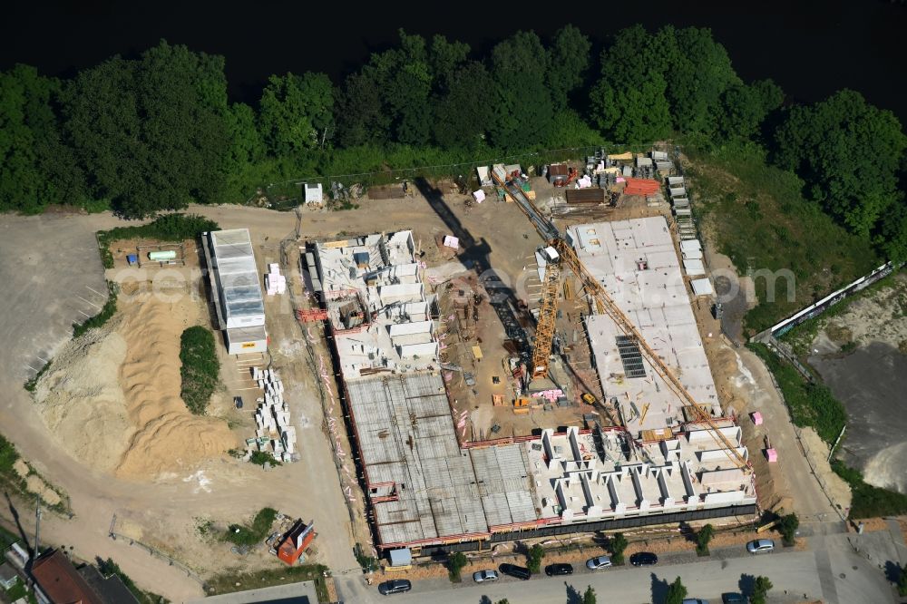 Aerial photograph Lübeck - Construction of a nursing home - Senior residence at the Werft street in Luebeck in Schleswig-Holstein