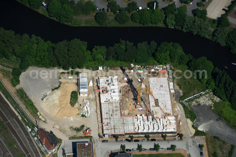 Aerial image Lübeck - Construction of a nursing home - Senior residence at the Werft street in Luebeck in Schleswig-Holstein