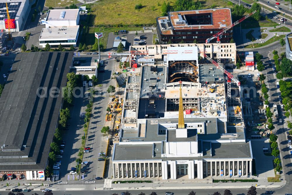 Leipzig from above - Construction site for the new construction of the function and archive building of the former exhibition hall for the city archive in the district Zentrum-Suedost in Leipzig in the state Saxony, Germany