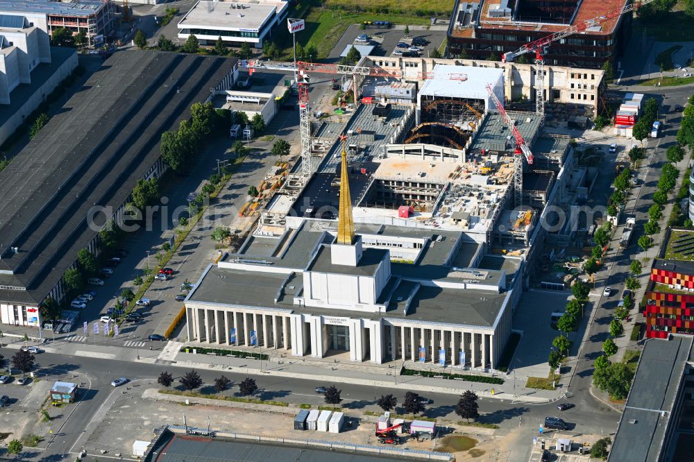 Leipzig from the bird's eye view: Construction site for the new construction of the function and archive building of the former exhibition hall for the city archive in the district Zentrum-Suedost in Leipzig in the state Saxony, Germany