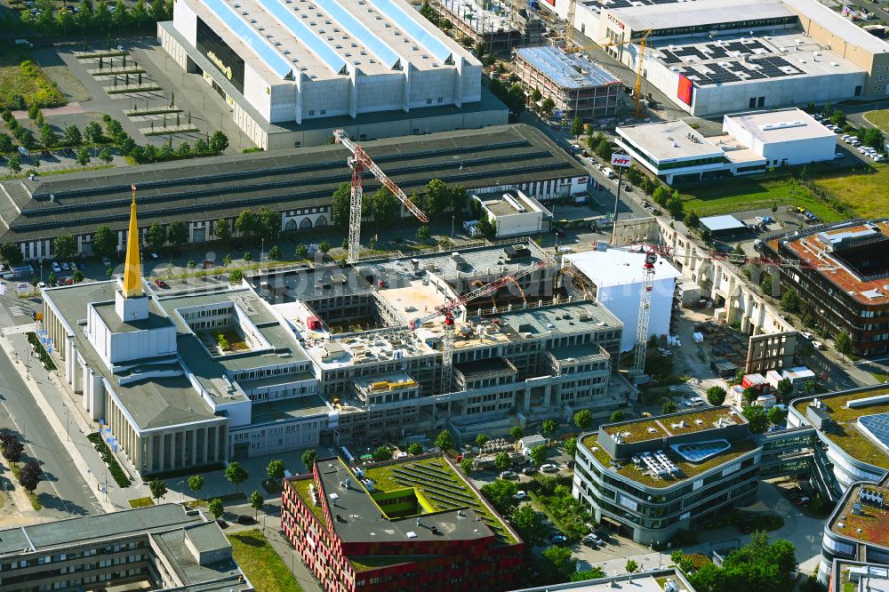 Aerial image Leipzig - Construction site for the new construction of the function and archive building of the former exhibition hall for the city archive in the district Zentrum-Suedost in Leipzig in the state Saxony, Germany