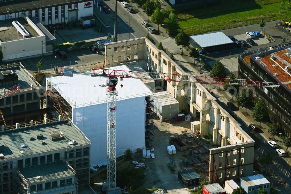 Aerial photograph Leipzig - Construction site for the new construction of the function and archive building of the former exhibition hall for the city archive in the district Zentrum-Suedost in Leipzig in the state Saxony, Germany